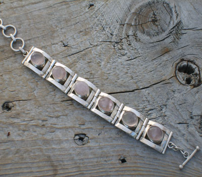 Sterling Silver and Pink Quartz Bracelet